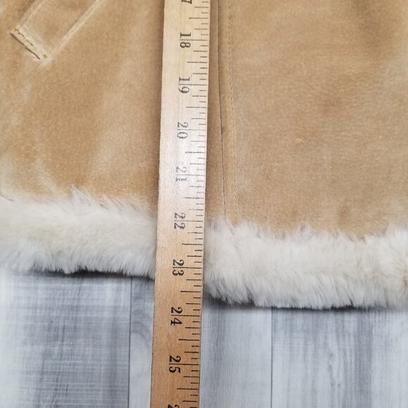 ✅Express Luxuries Faux Fur Lined Tan Genuine Leather Jacket Womens M Coat - Picture 6 of 12